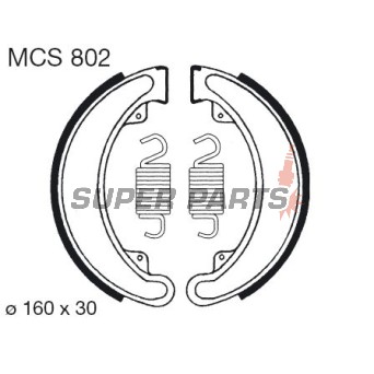 Σιαγόνες φρένων -TRW- MCS802, 160x30mm, Honda CB250/360/400 Four (1968-1979), TRX300 2x4/4x4 (1988-2000)