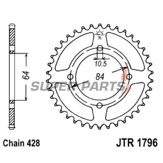 Πίσω γρανάζι -JT- JTR1796,51, 51 δόντια, ατσάλινο, Suzuki RV 125 2002-2016