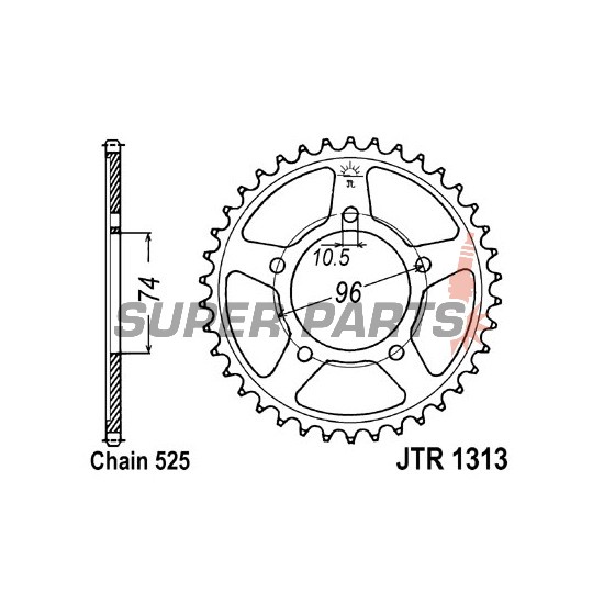 Πίσω γρανάζι -JT- JTR1313,40, 40 δόντια, ατσάλινο, Honda CBR 400 1988-1989