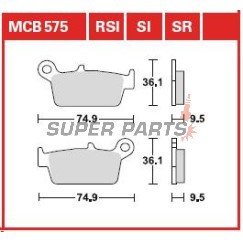 Τακάκια φρένων -TRW- MCB575, CPI Sahel 125, Gas Gas EC/FSE/FSR/MC/SM 125-515cc, Honda CR/CRM/XR 50-650cc, Kawasaki KDX/KLX/KX 125-500cc, Suzuki DR-Z/RM 125-400cc, Yamaha WR/YZ 125-426cc