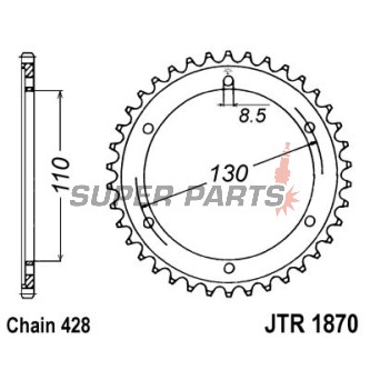 Πίσω γρανάζι -JT- JTR1870,46, 46 δόντια, ατσάλινο, Yamaha TZR 125 1993-1999, YBR 250 2005-2012