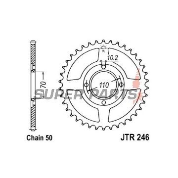 Πίσω γρανάζι -JT- JTR246,41, 41 δόντια, ατσάλινο, Honda CB 250 1977-1981, CB 400 1978-1983, CM 400 1978-1981