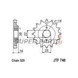Μπροστινό γρανάζι -JT- JTF740,16, 16 δόντια, Ducati Hypermotard 796 2010-2011, Monster 796/800 2012-2015, Monster 916 2001-2003, Monster 996 2004-2006, Multistrada 950 2019, ST4S 996 2002-2005