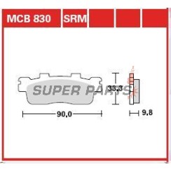 Τακάκια φρένων -TRW- MCB830SRM, sintered, Kawasaki J125 125 (2016-2017), J300 300 (2014-2016), Kymco Downtown 125-200i (2009-2017), Kymco People GT 125-200i (2012)