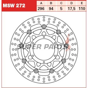 Δίσκος φρένου -TRW- MSW272, 300mm, Honda CBF 600/1000 N-S-FA ABS (2004-2016), CBR 250R/300R ABS (2011-2017), DN-01 700A (2008-2010)