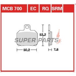 Τακάκια φρένων -TRW- MCB700EC, Aprilia ETV, RS, RSV, SL, Tuono; Benelli TNT, Tornado, TreK; Ducati 1098, 1198, 848, Monster, Multistrada, Panigale; KTM RC8, Super Duke; Moto Guzzi Breva, Nevada; Piaggio Beverly, X8, X9; Yamaha YP, VP, XQ