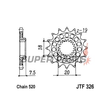 Μπροστινό γρανάζι -JT- JTF326,14, 14 δόντια