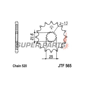 Μπροστινό γρανάζι -JT- JTF565,18, 18 δόντια, Kawasaki EN 650 2015-2020, ER 650 2009-2011, ER-6F 650 2006-2016, ER-6N 650 2005-2015, EX 650 2006-2019, KLE 650 2007-2018, KLX 300 2003-2007, KX 250 1999-2008, W 800 2011-2016, 2019-2020
