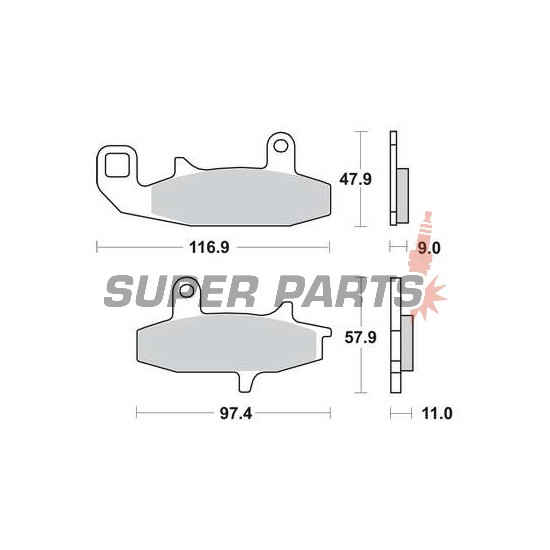 Τακάκια φρένων -TRW- MCB597, Honda VTZ250 Xelvis, Suzuki DR650/650R/RS/RSE/RE/SE, DR750S-800S Big (1988-1996)