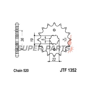 Μπροστινό γρανάζι -JT- JTF1352,14, 14 δόντια, Honda ATC 200 1986-1987, TRX 300 1993-2010