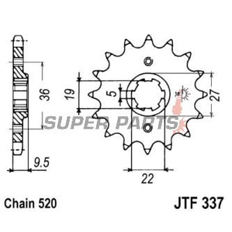 Μπροστινό γρανάζι -JT- JTF337,13, 13 δόντια, Honda ATC 250 1983-1986, CR 250 1978-1985, CR 500 1984-1985