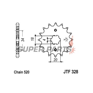 Μπροστινό γρανάζι -JT- JTF328,14, 14 δόντια, Honda CM 250 1982, XR 200 1986-2002, XR 250 1984-1985, 1987