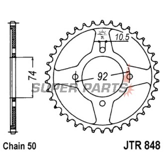 Πίσω γρανάζι -JT- JTR848,37, 37 δόντια, ατσάλινο, Yamaha RD 350 1974-1975