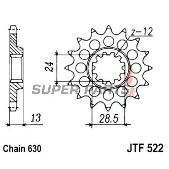 Μπροστινό γρανάζι -JT- JTF522,15, 15 δόντια, Kawasaki Z 1000 1981-1983, Z 1100 1984-1986