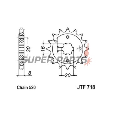 Μπροστινό γρανάζι -JT- JTF718,13, 13 δόντια, Cagiva WMX 125 1989-1992, WMX 250 1987-1988, Husqvarna CR 125 1990-1994, WR 125 1990-1994, WR 250 1990-1991