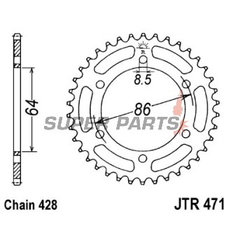 Πίσω γρανάζι -JT- JTR471,50, 50 δόντια, ατσάλινο, Kawasaki KE 125 1976-1985