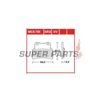 Τακάκια φρένων -TRW- MCB785, Aprilia Mana, RS, Shiver, Dorsoduro; Yamaha MT, YZF-R125 - 125, 750, 850, 900, 1200cc, 2007-2017