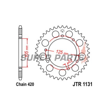 Πίσω γρανάζι -JT- JTR1131,45, 45 δόντια, ατσάλινο, Aprilia RX 50 2006-2017, SX 50 2006-2011, Derbi R-DRD 50 2004-2005, Senda 50 2000-2014, 2018, Gas Gas Rookie 50 2002-2005, Gilera RCR 50 2003-2007, 2011-2014, SMT 50 2003-2006