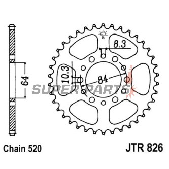 Πίσω γρανάζι -JT- JTR826,47, 47 δόντια, ατσάλινο, Suzuki GSX 250 1982-1983