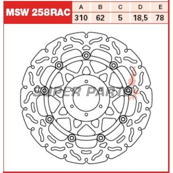 Δίσκος φρένου -TRW- MSW258RAC, 310mm, Honda CB 1100SF (2000-2003)/CBR 1100XX Blackbird (1999-2008)
