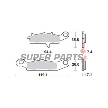 Τακάκια φρένων -TRW- MCB757SI, Kawasaki Brute Force 650, KFX 450R/700 V-Force, KVF/Prairie 650-700; Suzuki LT-V 700 Twin Peaks, Polaris Ranger RZR 800