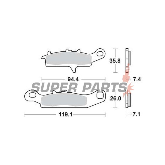 Τακάκια φρένων -TRW- MCB757SI, Kawasaki Brute Force 650, KFX 450R/700 V-Force, KVF/Prairie 650-700; Suzuki LT-V 700 Twin Peaks, Polaris Ranger RZR 800