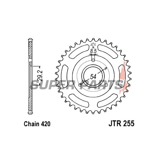 Πίσω γρανάζι -JT- JTR255,40, 40 δόντια, ατσάλινο, Honda Z 50 1986