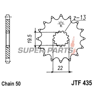 Μπροστινό γρανάζι -JT- JTF435,15, 15 δόντια, Suzuki GR 650 1983-1985, GSX 400 1981-1983, GSX-R 400 1988-1989