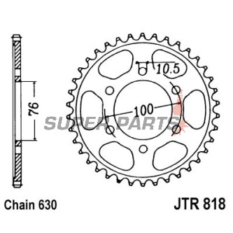 Πίσω γρανάζι -JT- JTR818,42, 42 δόντια, ατσάλινο, Suzuki GS 1000 1978-1982, GS 1100 1980-1986, GSX 1100 1980-1987