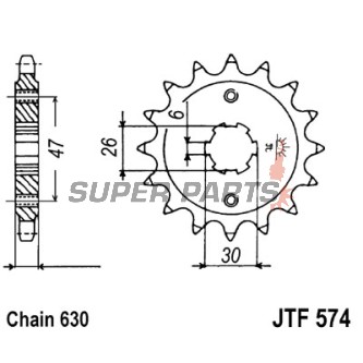 Μπροστινό γρανάζι -JT- JTF574,16, 16 δόντια, Yamaha XV 1000 1981-1984, XV 920 1981-1982