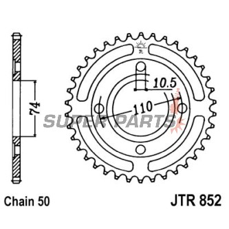Πίσω γρανάζι -JT- JTR852,41, 41 δόντια, ατσάλινο, Yamaha RD 250 1980-1983