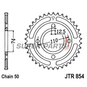 Πίσω γρανάζι -JT- JTR854,38, 38 δόντια, ατσάλινο, Yamaha RD 250/400 1978-1980, XS 250 1977-1980, XS 400 1978, 1981-1983, XS 500 1976-1979