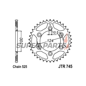 Πίσω γρανάζι -JT- JTR745,43, 43 δόντια, ατσάλινο, Ducati GT 1000 2006-2010, Monster 1000 2003-2005, Monster 916 2001-2003, Paul Smart 1000 2006, Sport 1000 2006-2009, Sportclassic 1000 2007-2010, SS 1000 2003-2006, ST3 992 2004-2007