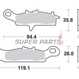 Τακάκια φρένων -TRW- MCB758SI, Kawasaki Brute Force/Prairie 650-700, KFX 450R & 700 V-Force, Suzuki LT-V 700 Twin Peaks, Polaris Ranger RZR 800, Suzuki RM85/RM85L