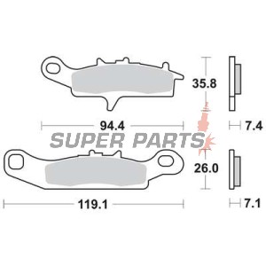 Τακάκια φρένων -TRW- MCB758SI, Kawasaki Brute Force/Prairie 650-700, KFX 450R & 700 V-Force, Suzuki LT-V 700 Twin Peaks, Polaris Ranger RZR 800, Suzuki RM85/RM85L