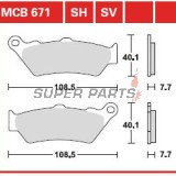 Τακάκια φρένων -TRW- MCB671SH, Aprilia Pegaso 650, BMW F 800 GS, Ducati Scrambler 800, Honda NX Dominator 650, KTM Adventure 990, Moto Guzzi California 1100, Triumph Rocket III 2300, Yamaha XT 660R (1976-2020)
