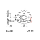 Μπροστινό γρανάζι -JT- JTF281,16, 16 δόντια, Honda CB 250 1980-1984, XR 250 1982-1983, XR 600 1985-1990