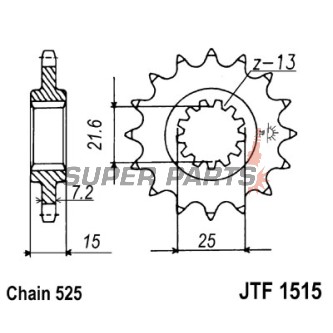 Μπροστινό γρανάζι -JT- JTF1515,14, 14 δόντια