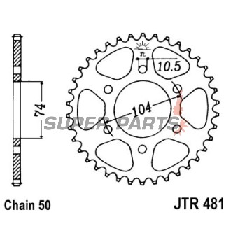 Πίσω γρανάζι -JT- JTR481,40, 40 δόντια, ατσάλινο, Kawasaki Z 400 1980-1983, Z 550 1980-1982