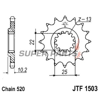 Μπροστινό γρανάζι -JT- JTF1503,12, 12 δόντια, Kawasaki KEF 300 1995-2003, KFX 250 2000-2004, KSF 250 1987-2004