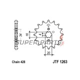 Μπροστινό γρανάζι -JT- JTF1263,17, 17 δόντια, Suzuki TF 100/185 1981, TF 125 1979-2011, Yamaha AG 200 1984-2006, FZR 250 1989-1991, RT 180 1990-1998, SR 125 1995-2003, TZR 125 1987-1993, XT 125 2005-2007, XT 225 1992-2007