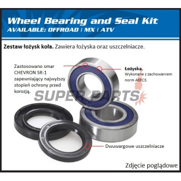 Σετ ρουλεμάν τροχού -4 RIDE- πίσω, Honda CR 125/480 1982, Honda CR 250 1982-1984, Honda XR 650 2000-200
