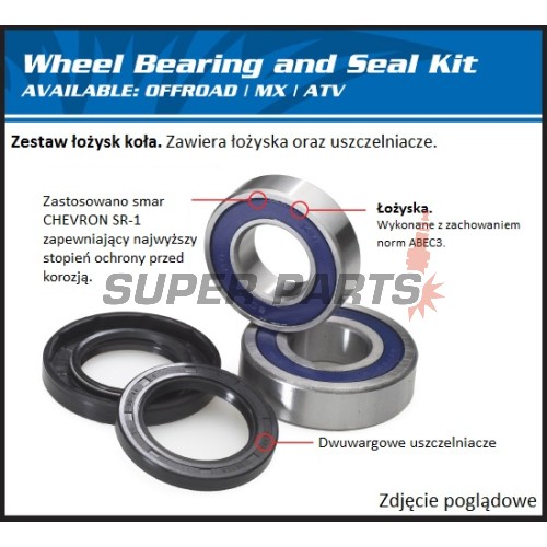 Σετ ρουλεμάν τροχού -4 RIDE- πίσω, Honda CR 125/480 1982, Honda CR 250 1982-1984, Honda XR 650 2000-200