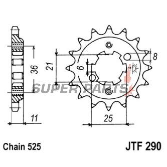 Μπροστινό γρανάζι -JT- JTF290,15, 15 δόντια, Honda GB 400 2011-2012, GB 500 1989-1990