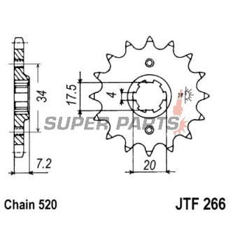 Μπροστινό γρανάζι -JT- JTF266,13, 13 δόντια, Honda CBX 250 1984-1986, CR 125 1979-1985, 1987