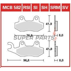 Τακάκια φρένων -TRW- MCB582SV, ATK 250/260/406, CAN-AM Commander/Maverick 800/1000, Kawasaki Brute Force/KLX/KVF/Teryx, Suzuki DR/RM/LT-R, Yamaha TT/WR/XTZ/YFM/YFZ/YXR/YZ (1989-2020)