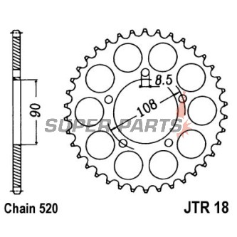 Πίσω γρανάζι -JT- JTR18,43, 43 δόντια, ατσάλινο, MZ/MUZ Skorpion 660 1995-2001, Tour 660 1997-1998
