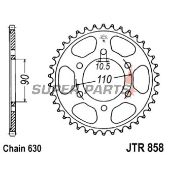 Πίσω γρανάζι -JT- JTR858,35, 35 δόντια, ατσάλινο, Yamaha XV 1000 1981-1984