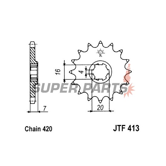 Μπροστινό γρανάζι -JT- JTF413,13, 13 δόντια, Suzuki TSX 50 1984-2000