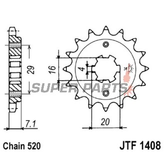 Μπροστινό γρανάζι -JT- JTF1408,15, 15 δόντια, Suzuki RV 200 2016, TSR 200 1990-1992